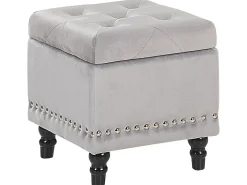 Pouf contenitore LORETTO Velluto Grigio chiaro