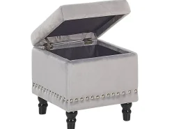 Pouf contenitore LORETTO Velluto Grigio chiaro