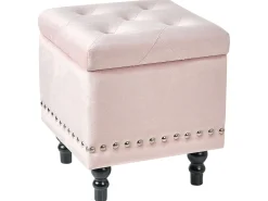 Pouf contenitore LORETTO Velluto Rosa pastello