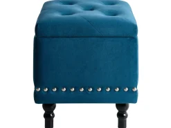 Pouf contenitore LORETTO Velluto Blu scuro