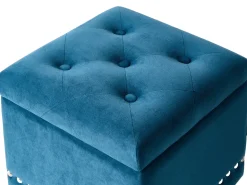 Pouf contenitore LORETTO Velluto Blu scuro