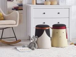 Pouf contenitore per bambini SAMURAI Lino sintetico Beige