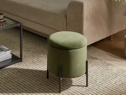 Pouf contenitore WENONA Velluto Verde scuro