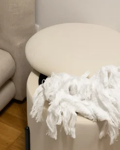 Pouf contenitore WENONA Velluto Beige chiaro