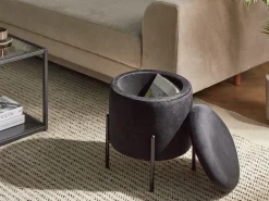 Pouf contenitore WENONA Velluto Nero