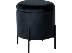 Pouf contenitore WENONA Velluto Nero