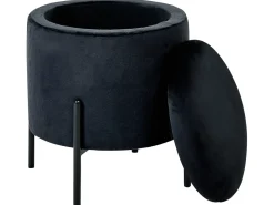 Pouf contenitore WENONA Velluto Nero