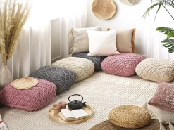 Pouf Macramè BERRECHID Cotone Beige
