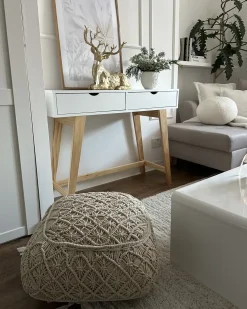Pouf Macramè BERRECHID Cotone Beige