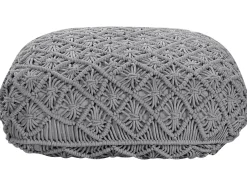 Pouf Macramè BERRECHID Cotone Grigio