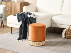 Pouf YANKTON Velluto Arancione