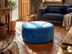 Pouf YULLE Velluto Blu