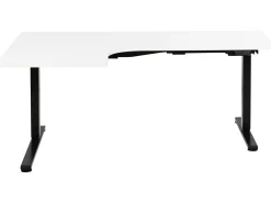 Scrivania angolare regolabile elettricamente DESTINES Bianco/Nero 160 cm 109 cm Lato Sinistro