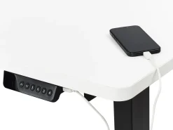 Scrivania angolare regolabile elettricamente DESTINES Bianco/Nero 160 cm 109 cm Lato Sinistro