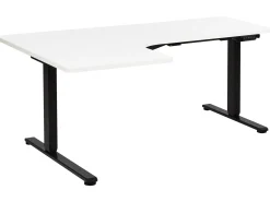 Scrivania angolare regolabile elettricamente DESTINES Bianco/Nero 160 cm 109 cm Lato Sinistro