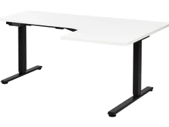 Scrivania angolare regolabile elettricamente DESTINES Bianco/Nero 160 cm 109 cm Lato destro