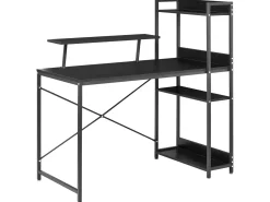 Scrivania BILOXY Nero 120 cm 64 cm con Ripiani