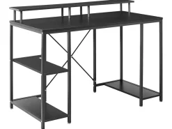 Scrivania CADDO Nero 120 cm 60 cm con Ripiani