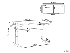 Scrivania da gaming regolabile manualmente DURBIN Nero 120 cm 60 cm LED RGB