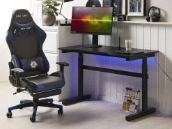 Scrivania da gaming regolabile manualmente DURBIN Nero 120 cm 60 cm LED RGB