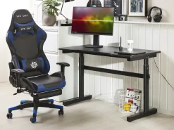 Scrivania da gaming regolabile manualmente DURBIN Nero 120 cm 60 cm LED RGB