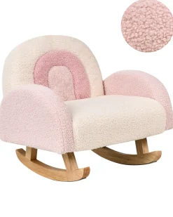 Sedia a dondolo per bambini Arcobaleno OMBO Bouclé Rosa pastello