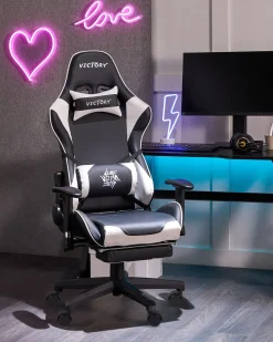 Sedia da gaming VICTORY Pelle sintetica Bianco