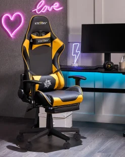 Sedia da gaming VICTORY Pelle sintetica Giallo