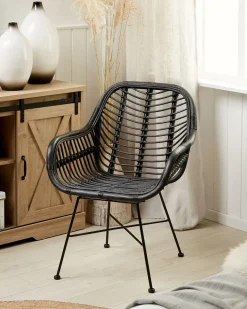 Sedia da pranzo CANORA Rattan Nero