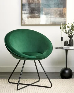 Sedia da pranzo FLOBY II Velluto Verde smeraldo