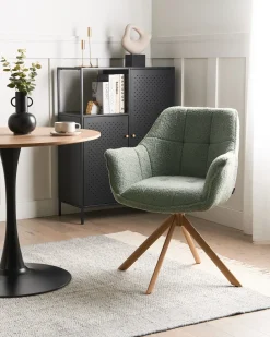 Sedia da pranzo HAYDEN Bouclé Verde chiaro