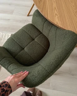 Sedia da pranzo HAYDEN Bouclé Verde