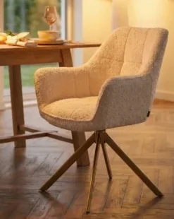 Sedia da pranzo HAYDEN Bouclé Beige chiaro