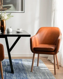 Sedia da pranzo YORKVILLE Pelle sintetica Marrone dorato