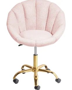 Sedia da scrivania ANNABELLE Bouclé Rosa pastello
