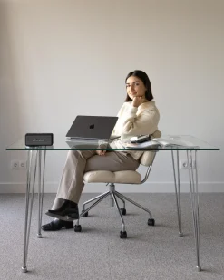 Sedia da scrivania CANDOR Pelle sintetica Bianco sporco