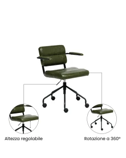 Sedia da scrivania CANDOR Pelle sintetica Verde scuro
