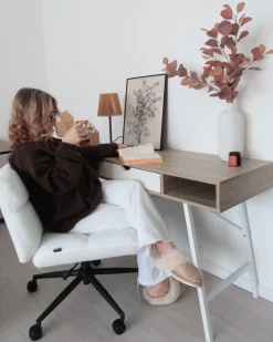 Sedia da scrivania CATLIN Bouclé Bianco