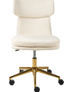 Sedia da scrivania GRANBY Bouclé Bianco sporco