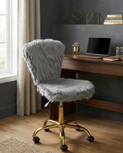 Sedia da scrivania MARGATE Finta pelliccia Grigio