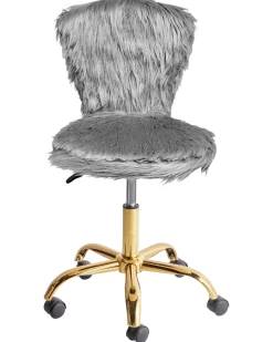 Sedia da scrivania MARGATE Finta pelliccia Grigio
