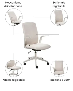 Sedia da ufficio CAPTAIN Tessuto Beige