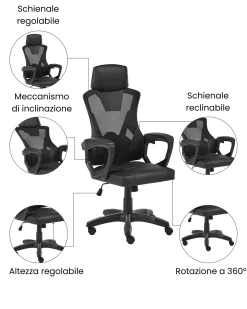 Sedia da ufficio IGNIS Pelle sintetica Nero