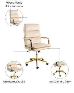 Sedia da ufficio VAMURE Velluto Beige chiaro