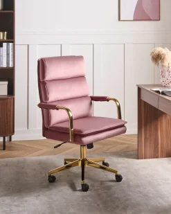 Sedia da ufficio VAMURE Velluto Rosa