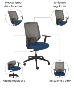 Sedia da ufficio VIRTUOSO Blu