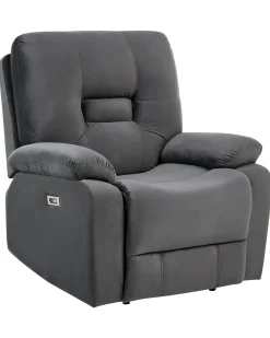 Sedia reclinabile elettrica BERGEN Velluto Grigio scuro