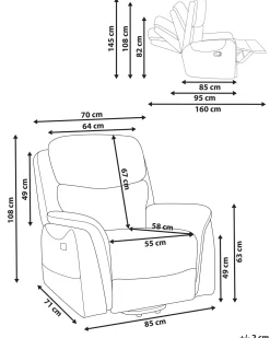 Sedia reclinabile elettrica GLORIE funzione massaggio Pelle sintetica Marrone