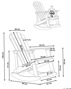 Sedia a dondolo da giardino ADIRONDACK Grigio chiaro