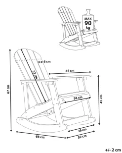 Sedia a dondolo da giardino per bambini ADIRONDACK Rosa pastello